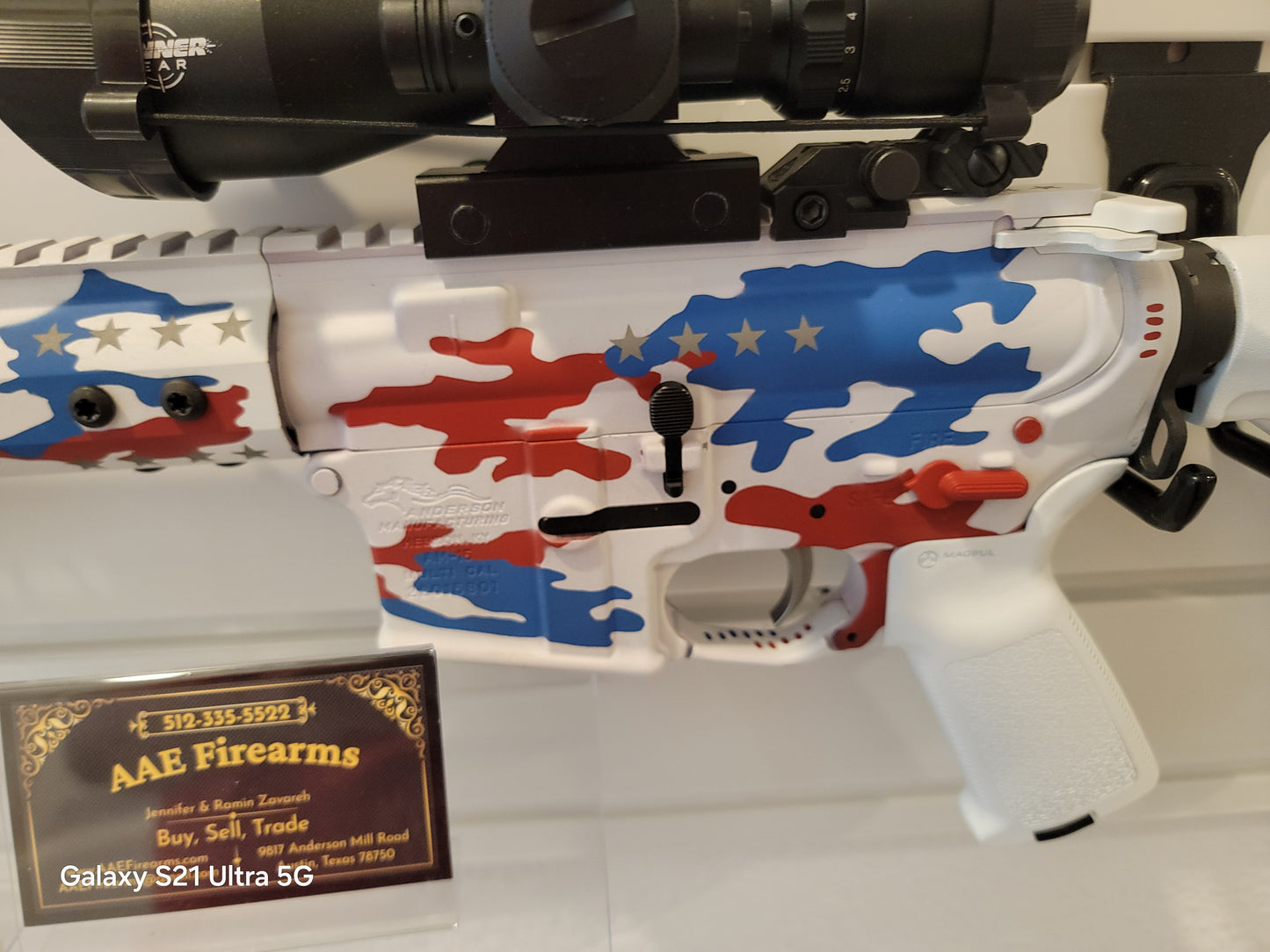 Anderson AM-15 AR 15 rifle white American Flag Patern