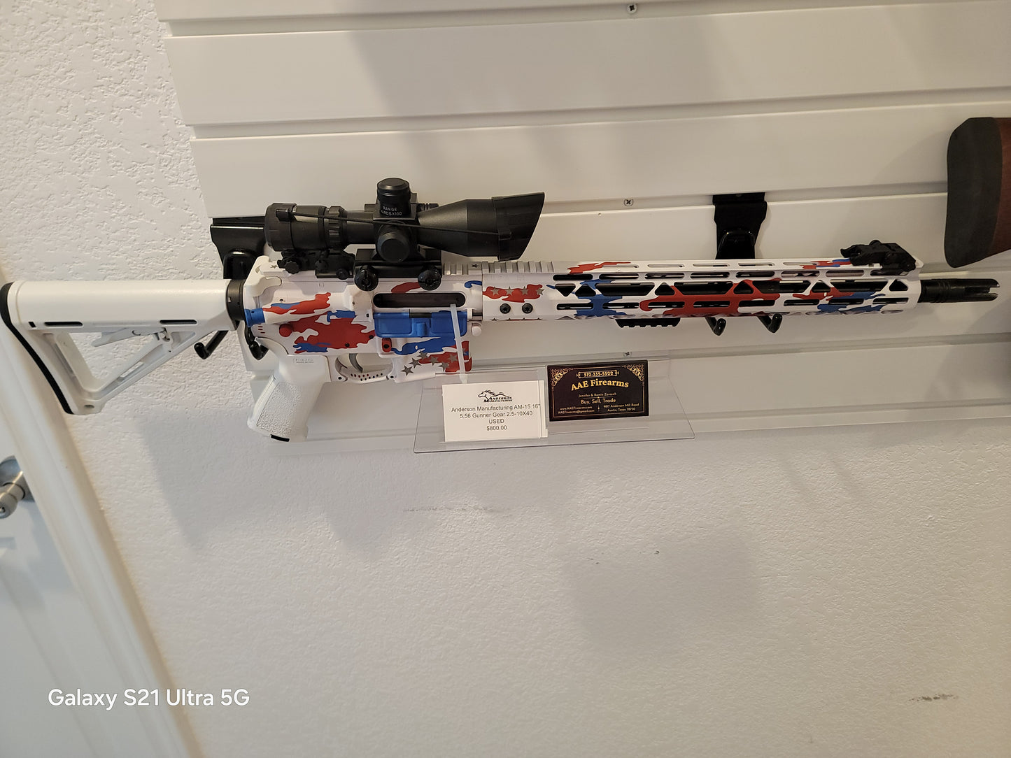 Anderson AM-15 AR 15 rifle white American Flag Patern