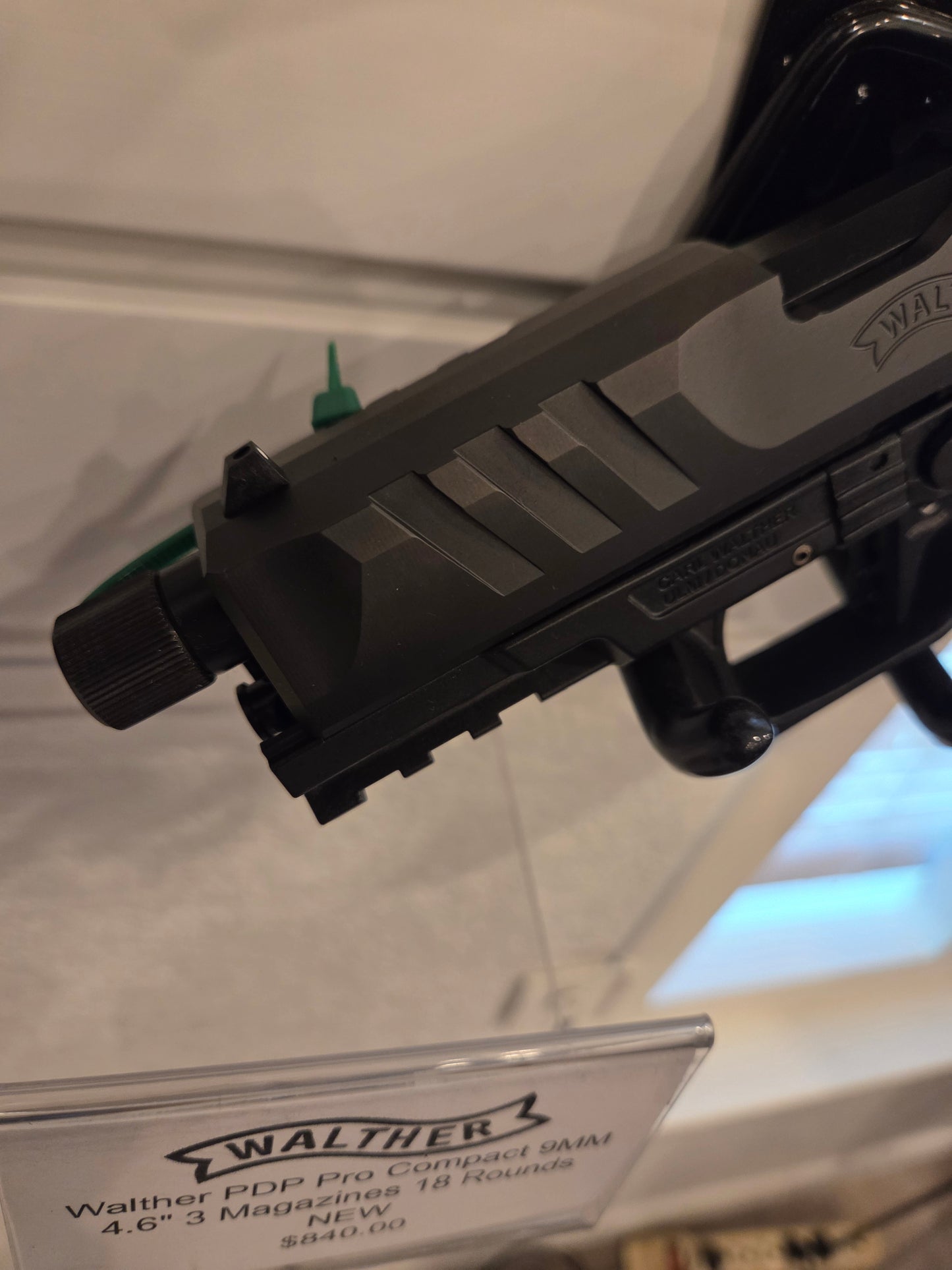Walther Arms PDP Pro SD Compact Frame 9mm Luger 18+1 4.60" Black Threaded Barrel, Black Optic Ready/Serrated Steel Slide, Black Polymer Frame w/Picatinny Rail, Medium Backstrap Grip