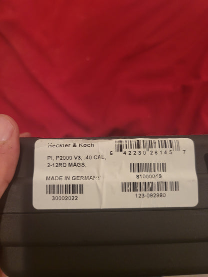 Heckler & Koch P2000 V3 .40 S&W Pistol with 2x12 mags New no card fee
