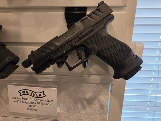 Walther Arms PDP Pro SD Compact Frame 9mm Luger 18+1 4.60" Black Threaded Barrel, Black Optic Ready/Serrated Steel Slide, Black Polymer Frame w/Picatinny Rail, Medium Backstrap Grip